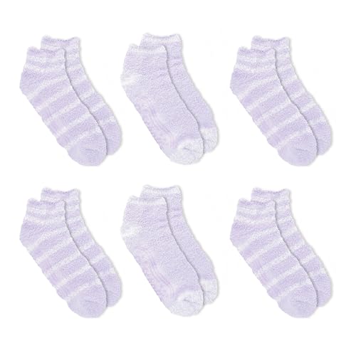 Dr. Scholl's Women's Soothing Spa Gripper Low Cut Socks 6 Pair Pack, Lavender/White, Women's Shoe Size: 4-102