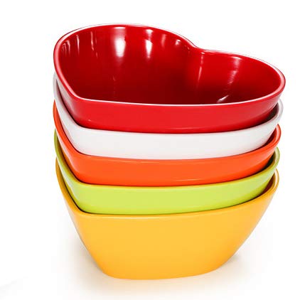 KIKILY Salad Bowls Set,5 Packs Unbreakable Plastic Bowls Cereal Bowls Dessert Bowls Popcorn Bowls Snack Bowl Dip/Dipping Bowls Set Small Sauce Bowls (Bright Multicolor)