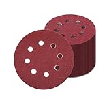 80 unidades de papel de lija de velcro de 125 mm, discos de lija de grano 80, 8 agujeros redondos para lijadora orbital, madera, metal y color