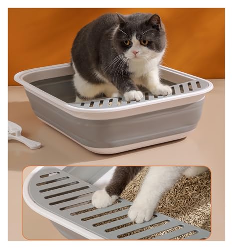 Arenero semi cerrado plegable para gatos azul pequeño miniatura 5