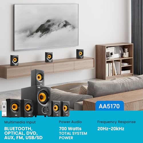 Acoustic Audio AA5170 Home Theater 5.1 Bluetooth Speaker System 700W with Powered Sub by Acoustic Audio by Goldwood - Image 2