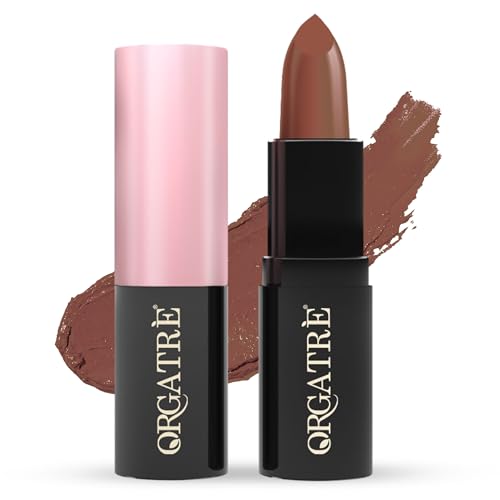 Image of Orgatre MoodBliss Creamy Matte Long Lasting Bullet Lipstick for Women | Intense Colour, Keeps Lips Moisturised | Non-Drying | Highly Pigmented Non-Transfer Formula | Enriched with Almond Oil (Muddy Mirage, 3.2 gm)