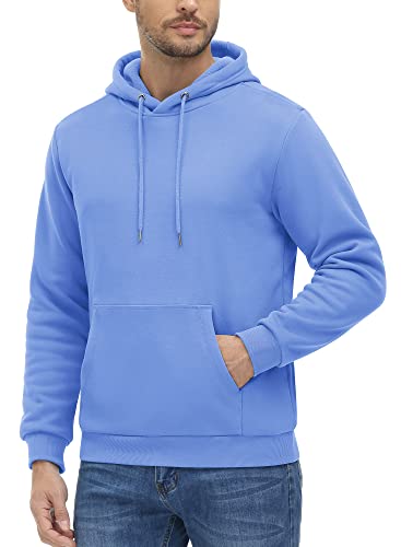 Tacvasen Men's Athletic Hoodie Cool Cotton Casual Solid Color Pullover Hooded Sweatshirt Light Blue, M #TOP1
