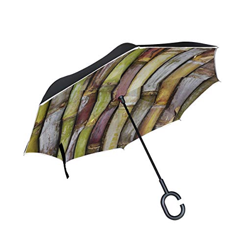 Schöne wohlriechende Aloe Doppelschicht die Anti Uv Schutz faltet wasserdichte Winddichte gerade Autos Golf umgekehrter umgekehrter Regenschirm Stand