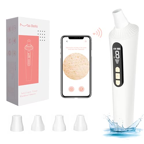 Blackhead Remover Pore Vacuum with Camera, Facial Pore Cleaner with 5 Suction Power, Comedone Whitehead Blackhead Extractor with 4 Rubber Probes, Visible HD Pore Vacuum Remover