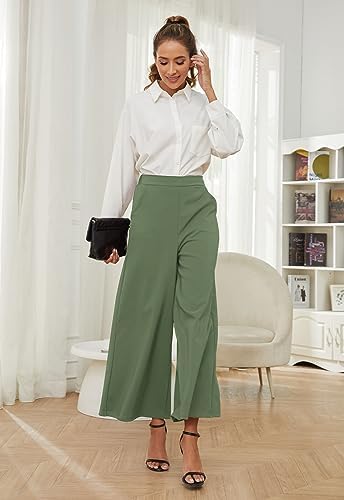 Rasutina High Waisted Palazzo Pants for Women Dressy Wide Leg Work Pants  Casual Trousers, Green, Small : Amazon.sg: Fashion