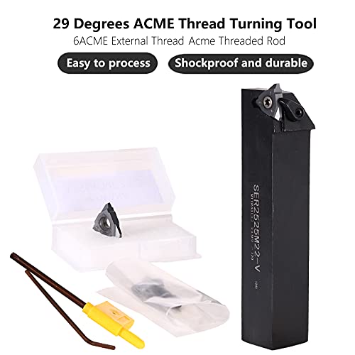 Indexable Thread Tool Acme Threaded Insert Trapezoidal Thread 29Tegree 6Acme Inch Trapezoidal Thread External Thread Turning Tool Ser2020K22-V 1Pcs+22Ver6Acme 2Pcs #TOP1