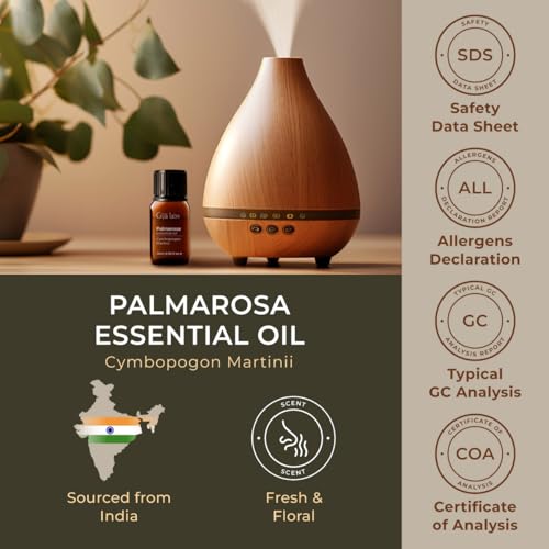 Image of 100% Pure Palmarosa Essential Oil - 0.34 Fl Oz - Palmarosa Oil for Hair, Skin, Diffuser, Aromatherapy & DIY Candle Making Scent