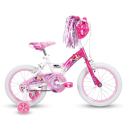 Huffy Disney Princess Kid Bike, Quick Connect Assembly, 12 & 16 Inch, Pink W/ Training Wheels, Streamers #TOP2