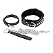 PU Leather Fur Collars Choker with Chain Detachable Leash for Men Women -Black
