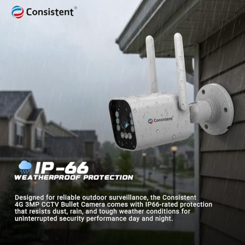 Image of Consistent 4G CCTV Outdoor Bullet Camera | STQC Certified | IP66 All Time Color | Night Vision Human Detection | Supports Upto 256GB Memory Card| Cloud Storage CCTV Camera.