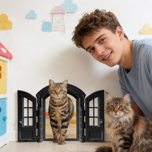 Puerta de gato pequeña retro para darle estilo y libertad a tu mascota en el dormitorio 6