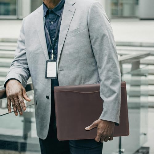 Porte-documents en cuir véritable marron avec classeur A4 de luxe - 3