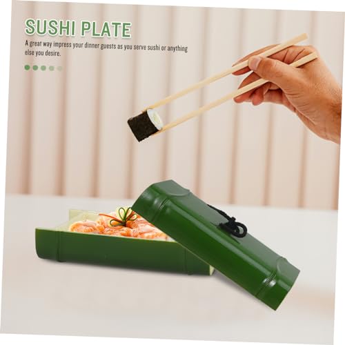 Plato para servir sushi en forma de bote de bambú miniatura 6