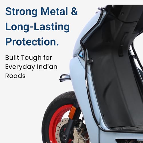 Image of Favourite Auto ATH Electric Scooter Accessories Kit (Black), EV Bike Safety Guard Combo with Middle Crash Guard, Front Mudguard, Rear /Back Guard with Double Side Footrest