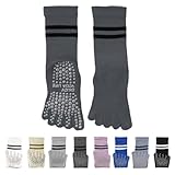 [UPBEATLIFE] ピラティス 靴下 ヨガソックス ピラティスソックス 5本指ソックス レディース 滑り止め靴下 ロング 保温 吸湿性 通気性 速乾 汗対策 ピラティス ヨガ ダンス スポーツ オールシーズン対応 男女兼用（Aタイプ・1足・ダークグレー）