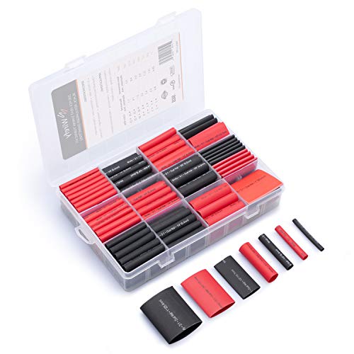 Wirefy 200 PCS Heat Shrink Tubing Kit - Larger Diameter - 3:1 Dual Wall Tube - Adhesive Lined - Marine Shrink Tubing - Black, Red