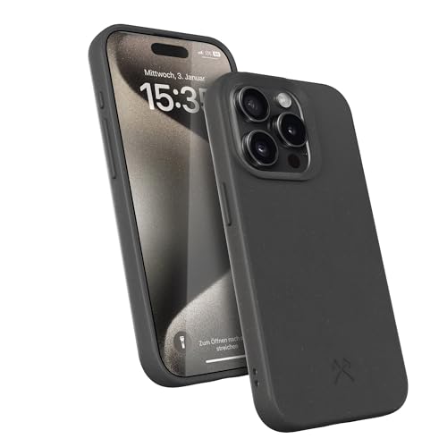 Woodcessories - Custodia Bio compatibile con iPhone 15 Pro Cover nero - Sostenibile, biodegradabile - BioCase Woodcessories - Custodia Bio compatibile con iPhone 15 Pro Cover nero - Sostenibile, biodegradabile - BioCase