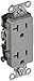 Hubbell DR20GRY Deco Receptacle, Common Ground, 20 amp 125V, 5-20R, Gray