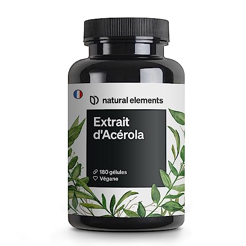 Extrait d’Acérola avec vitamine C – hautement dosé, végane – 180 gélules pour 6 mois –...