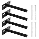 Auvotuis 4 Pcs Floating Shelf Brackets 3 Inch Heavy Duty Blind Shelf Supports Matte Black Solid Stee