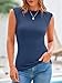 PRETTYGARDEN Women's Ribbed Tank Tops 2025 Summer Cap Sleeve Slim Fitted Knit Basic Casual Tee Shirts Trendy Fashion Clothes (Grey Blue,Medium)