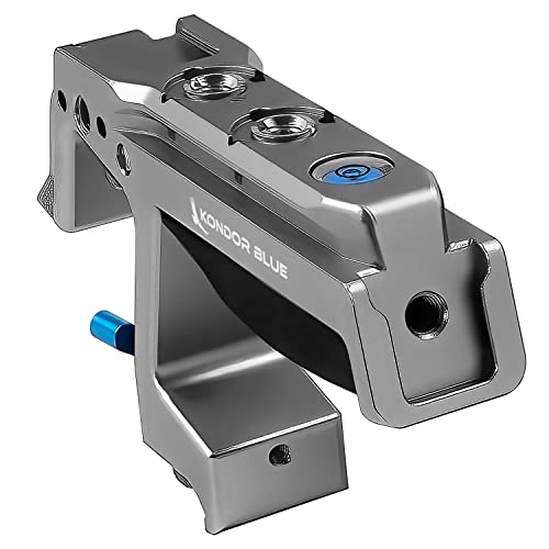 Image of KONDOR BLUE | Talon NATO Top Handle for Camera Cages | Quick Release NATO Clamp, Dual NATO Rails, 3 /8-16 ARRI-Style and 1 /4-20 Anti-Twist Mounts, Dual Cold Shoes, Bubble Level, Built-In 4mm Hex | Gray