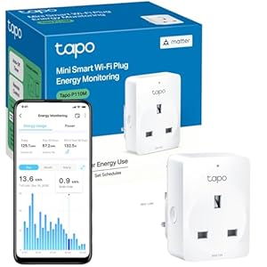 Tapo Matter Smart Mini Wi-Fi Plug,Energy Monitoring, Max 13A Works with Smart things, Alexa, Google Home, Apple HomeKit, Smart Socket, Remote Control, Device Sharing (Tapo P110M)