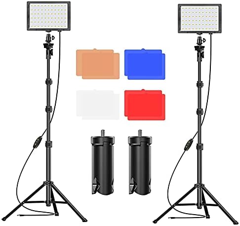 EMART LED Video Light 11 Brightness/4 Color Filters Dimmable Photography Continuous Table Top Lighting, Adjustable Tripod Stand, USB Portable Fill Light for Photo Studio Shooting