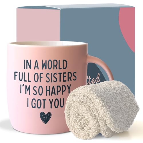 Triple Gifffted Best Sister Ever Pink Coffee Mug & Socks - Gifts for Little or Big Sisters -...
