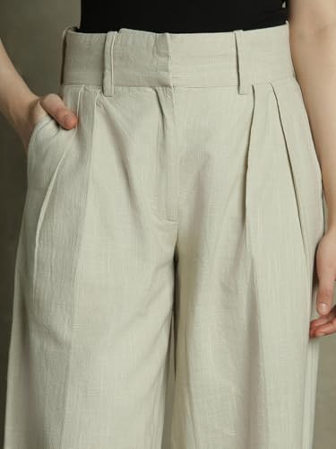 Image of DL Woman Grey Solid Mid-Rise Trousers