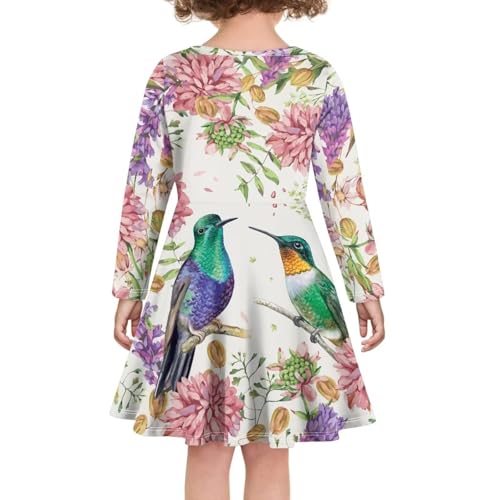 Thin Fall Dress for Girls Casual Cute Long Sleeve Swing Skater Dress Funny Print Party Outfits3