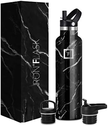 IRON °FLASK Sports Water Bottle - 945 ml, 3 Lids (Straw Lid), Vacuum Insulated Stainless Steel, Hot Cold, Double Walled, Thermo Mug, Standard Metal Canteen