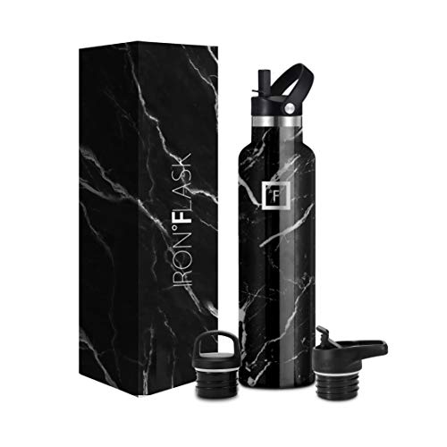 IRON °FLASK Sports Water Bottle - 24 Oz 3 Lids Straw Lid Vacuum Insulated Stainless Steel Hot Cold Modern Double Walled Simple Thermo Mug Standard Hydro Metal Canteen