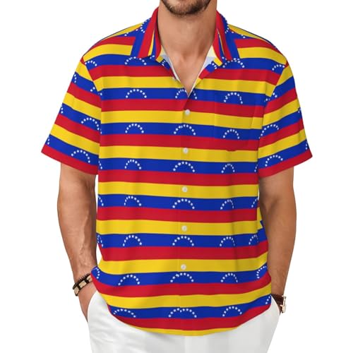 Chemise légère homme manches courtes motif Venezuela contre la chaleur estivale
