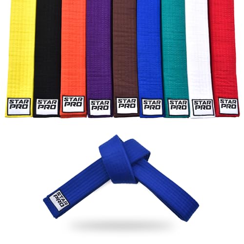 Starpro Cinturón de Ranking de Artes Marciales - Algodón de 7 Puntos - 9 Colores - Diseño Ligero para Entrenamiento y competición de Karate Judo Taekwondo - 240cm 280cm 320cm