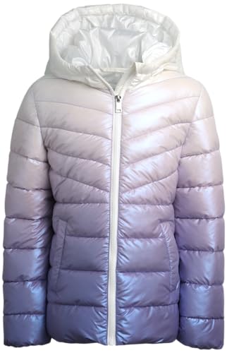DKNY Girls' Puffer Winter Coat - Full Zip Quilted Bubble Outerwear - Insulated Hooded Winter Jackets for Girls (Sizes: 7-16)