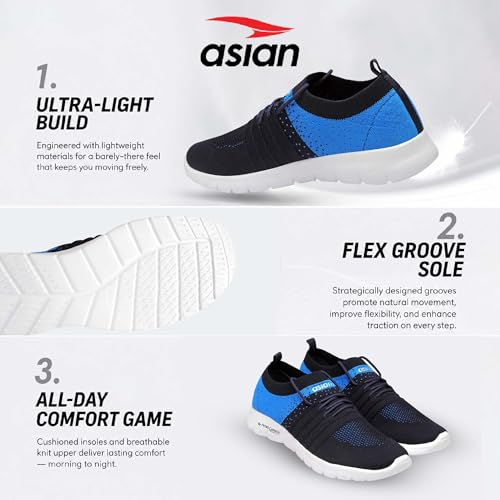 Image of ASIAN Storm-02 Men's Walking Shoes with Stretch-Knit Fit, Nitro Capsule Cushioning & Flexible Lightweight Sole