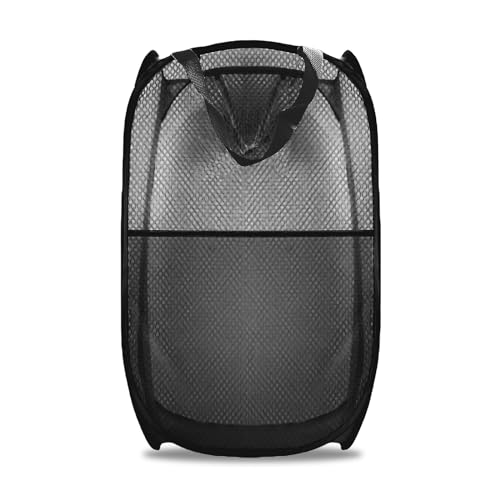 Image of Collapsible Pop Up Laundry Hamper, Extra Large Mesh Foldable Laundry Basket, 28 inch x 16 inch x 16 inch(Black)
