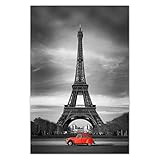 H899M_PL1M Photo Poster Décoration murale 60 x 90 cm Paris Tour Eiffel Voiture rouge