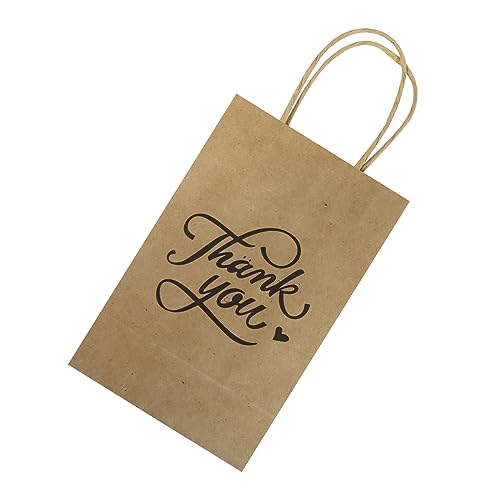 Image of bagmad 100pack 5.25x3.25x8 inch Brown Small Paper Bags with Handles Bulk, Gift Paper Bags, Kraft Birthday Party Favors Grocery Retail Shopping Bags, Craft Bags Takeouts Business (Thank You-Brown)