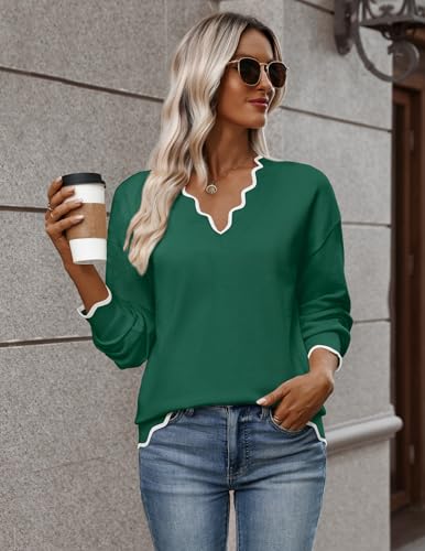Image of Zeagoo Women's 2026 Fall V Neck Sweater Long Sleeve Lightweight Knit Tops