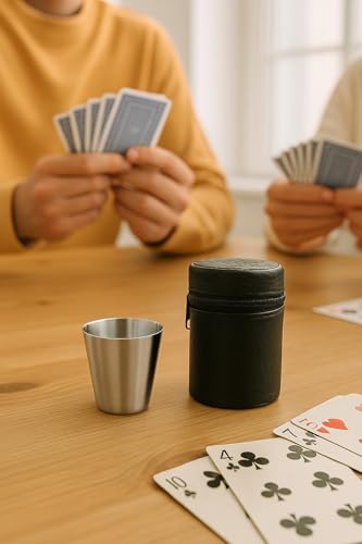 Outdoor Saxx 6er Set Edelstahl-Schnaps-Becher mit Leder-Tasche, unzerbrechlich