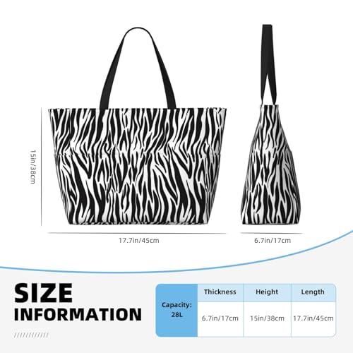 Zebra Print Large Beach Bag Waterproof Sandproof Swim Tote Pool Bag For Women With Zipper3