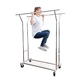BIEAMA Clothing Garment Rack, Capacity 600 lbs Double Rod, Heavy Duty Coat Rack, Chrome