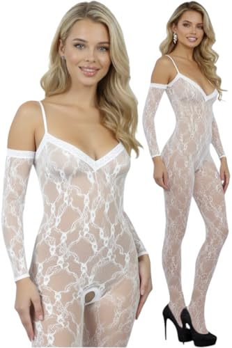 Image of ToBeInStyle Women's Long Sleeve Bodystocking Bodysuit Lingerie Regular & Plus Sizes
