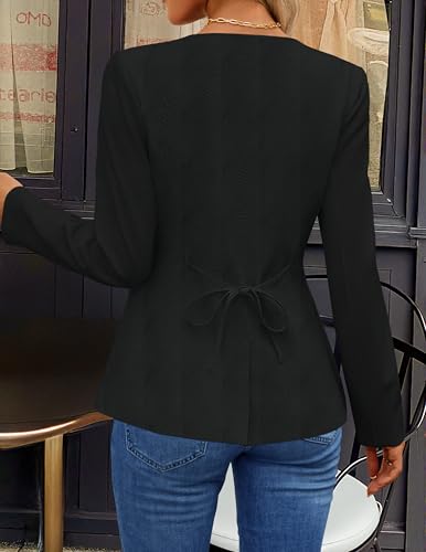 ZESICA Women's Business Casual Blazers 2025 Fall Long Sleeve Button Down Suit Jackets Open Front Work Blazer with Pocket3