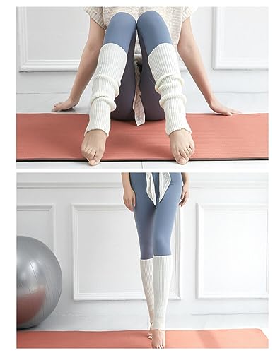 Long Leg Warmers Neon Ribbed Knit Leg Warmers for 80s Party Sports Dance Yoga(White)3