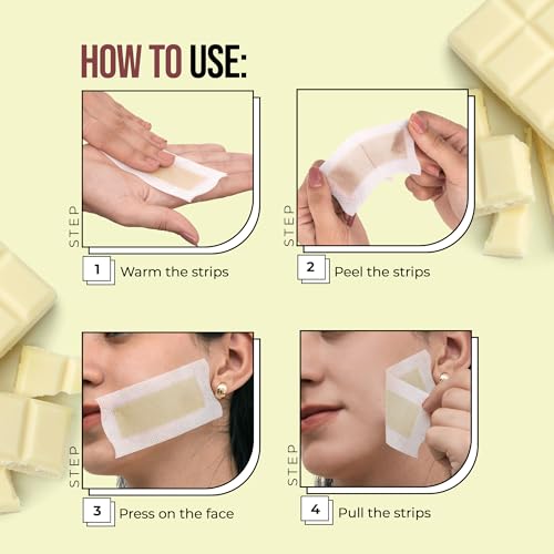 Image of Hilary Rhoda One Go Facial Wax Strips | Ready-To-Use Facial Wax Strips | Face, Cheek, Upper Lip & Chin Facial Wax | Painless Hair Removal | With 2 Finish Wipes | 20 Strips (Milk - Shade 05)