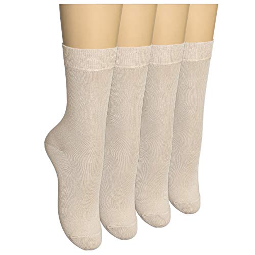 ELYFER Women's 4 Pack Thin Bamboo Seamless Toe - Dress Bamboo Socks Women With Gift Box